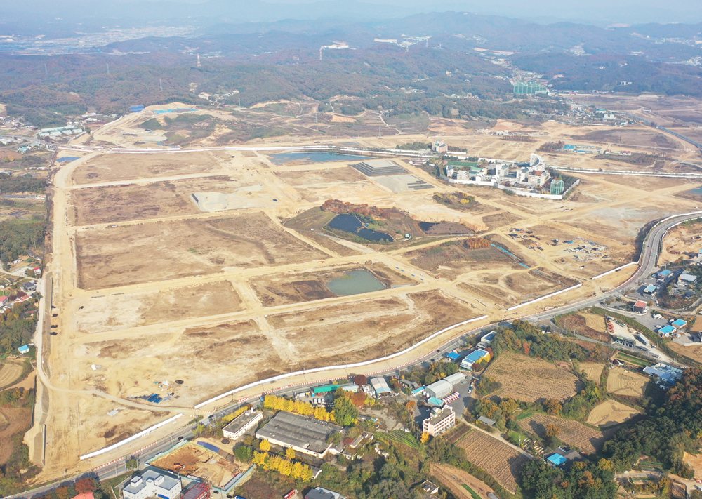 브레인시티 부지 조성 공사 현장 항공사진 1