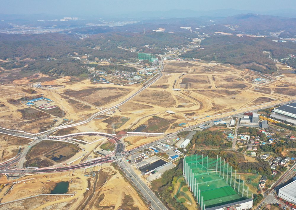 브레인시티 부지 조성 공사 현장 항공사진 2